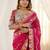 Pink woven design mirror work silk blend fusion saree
