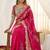 Pink woven design mirror work silk blend fusion saree