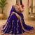 Purple floral embroidered silk blend fusion saree