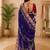 Purple floral embroidered silk blend fusion saree