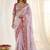 Lavender woven design mirror work silk blend fusion saree
