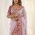 Lavender woven design mirror work silk blend fusion saree