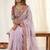Lavender woven design mirror work silk blend fusion saree