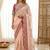 Peach woven design embroidered silk blend fusion saree