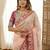 Peach woven design embroidered silk blend fusion saree