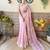 Pink embroidery work saree with unstitched blouse piece
