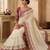 Off white floral embroidered silk blend fusion saree