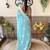 Blue embroidered saree with unstitched blouse piece