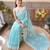 Blue embroidered saree with unstitched blouse piece