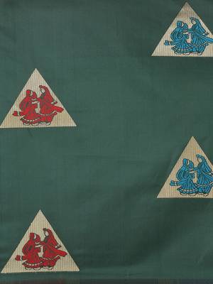Green green & golden ethnic motifs zari banarasi saree 3