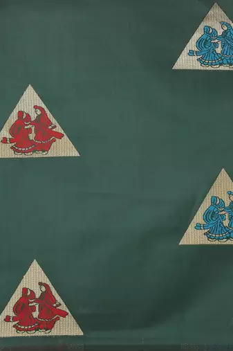 Green green & golden ethnic motifs zari banarasi saree