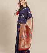 Navy blue navy blue woven design banarasi saree