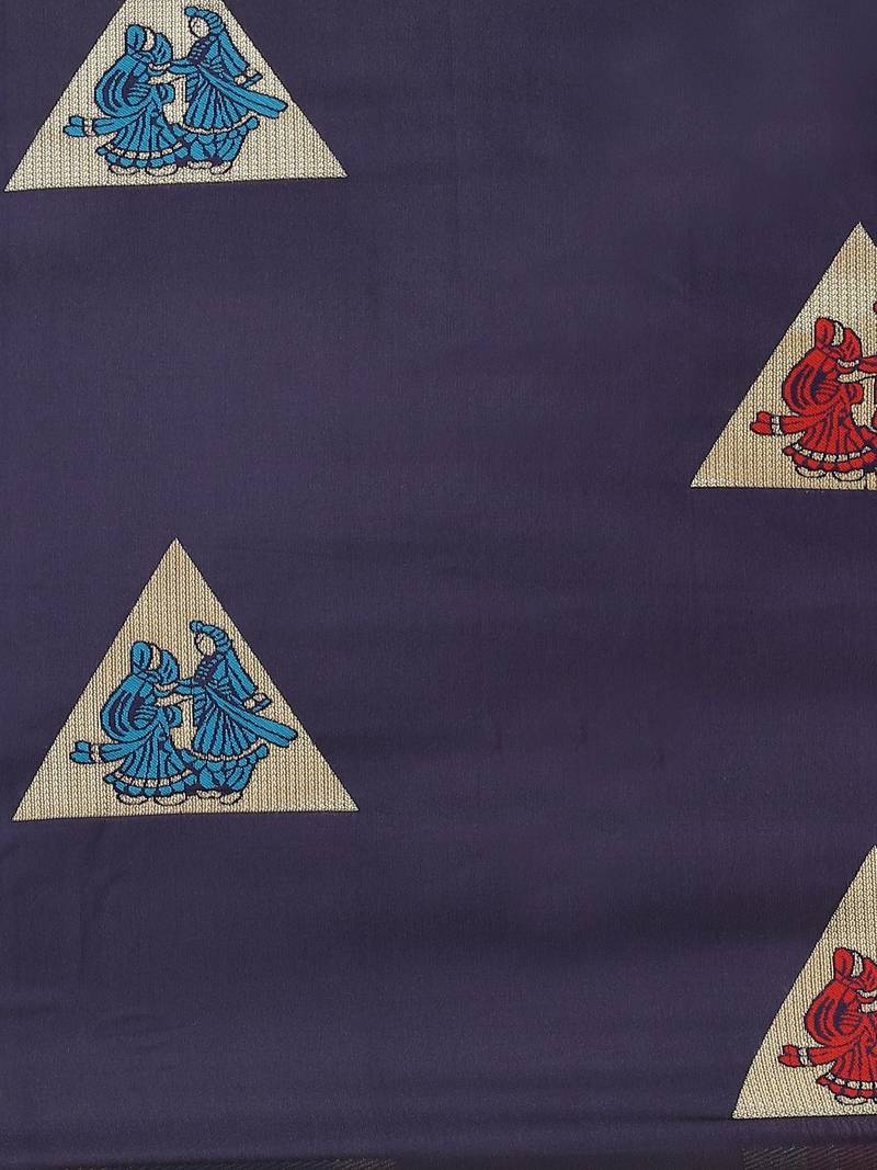 Navy blue navy blue woven design banarasi saree