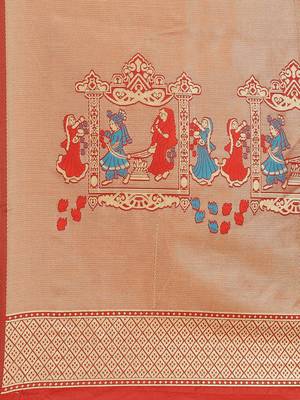 Navy blue navy blue woven design banarasi saree 4