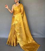 Gold zari tissue designer saree
