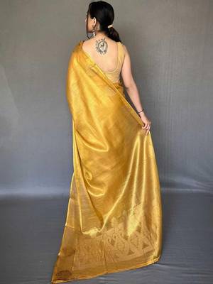 Gold zari tissue designer saree 3