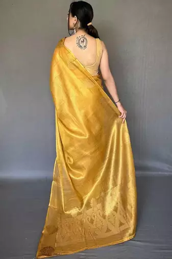Gold zari tissue designer saree