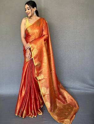 Orange orange tissue saree 1