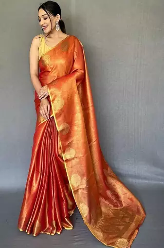 Orange orange tissue saree