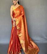 Orange orange tissue saree
