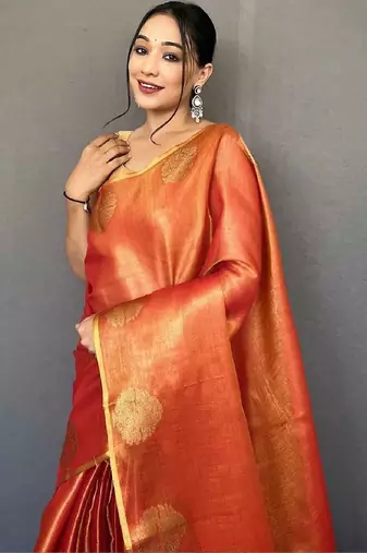 Orange orange tissue saree