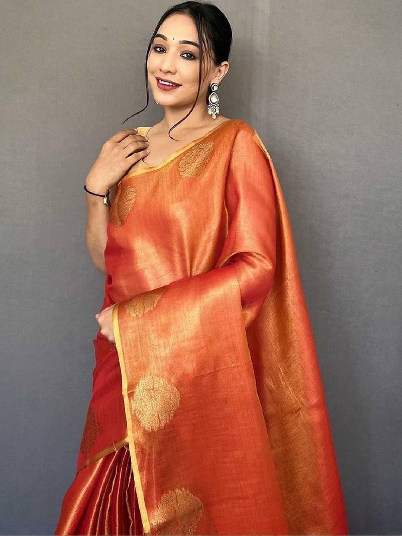 Orange orange tissue saree