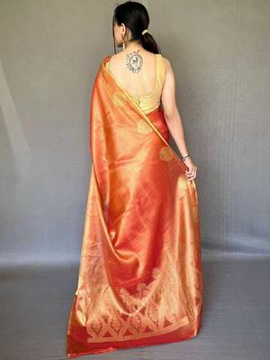 Orange orange tissue saree 3