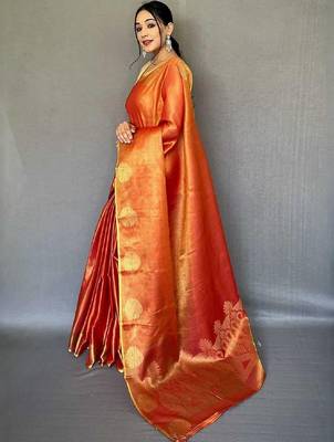 Orange orange tissue saree 4