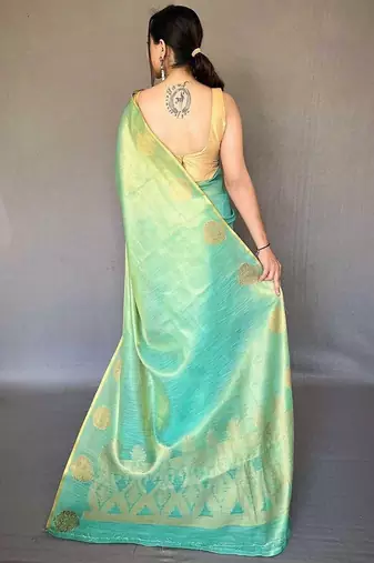 Green woven design zari tissue designer saree