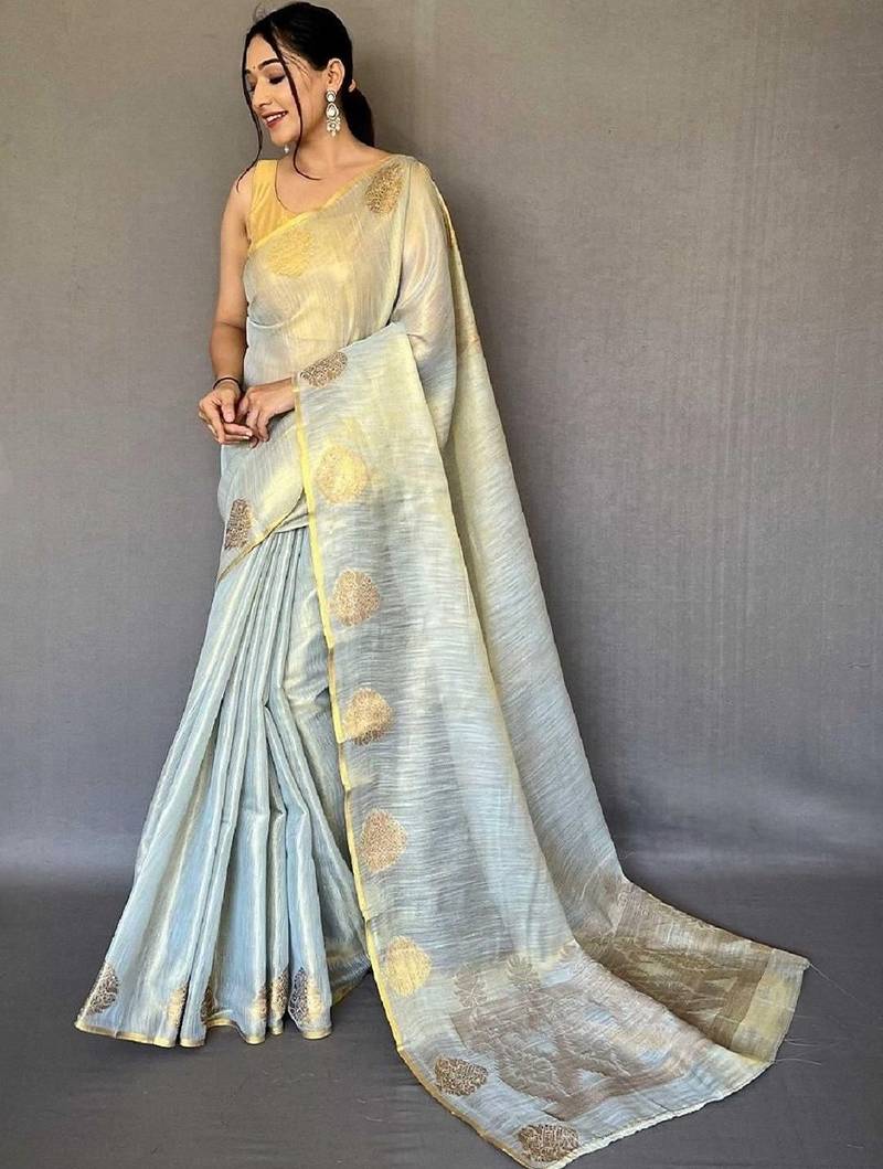 Grey grey tissue sarees