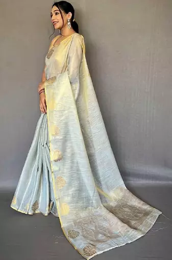 Grey grey tissue sarees