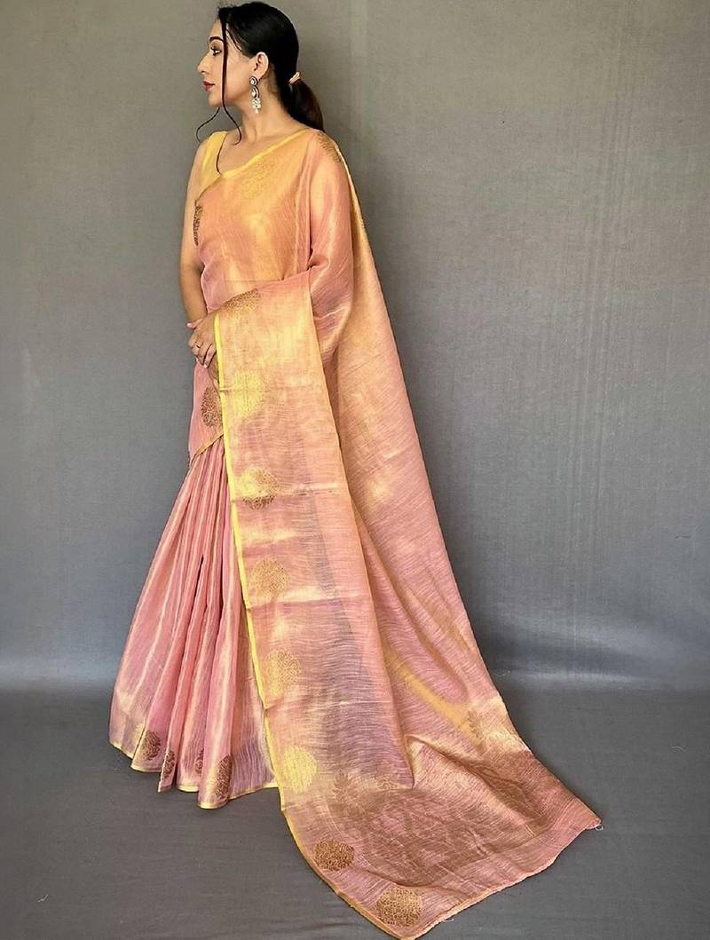 Pink pink tissue sarees
