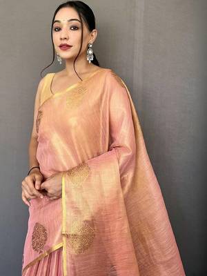 Pink pink tissue sarees 4