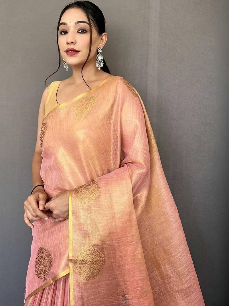 Pink pink tissue sarees
