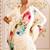 Off white floral sequinned satin designer block print saree