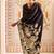 Black floral satin designer saree