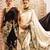 Black floral satin designer saree