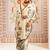 White floral satin saree