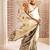 White floral satin saree
