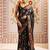 Black floral satin saree