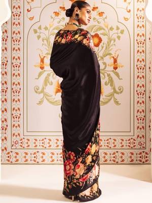 Black satin saree 2