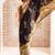 Black ethnic motifs sequinned satin designer saree