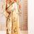 Off white ethnic motifs satin designer saree