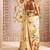 Off white ethnic motifs satin designer saree