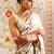 Off white floral satin designer saree