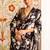 Black floral satin saree