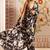Black floral satin saree