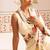 Off white floral satin designer saree