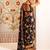 Black floral satin designer block print saree