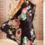 Black floral satin block print saree